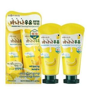 New Sealed 2pack Set Korean KWAILNARA Banana Milk Cleansing Foam 120 ml Welcos